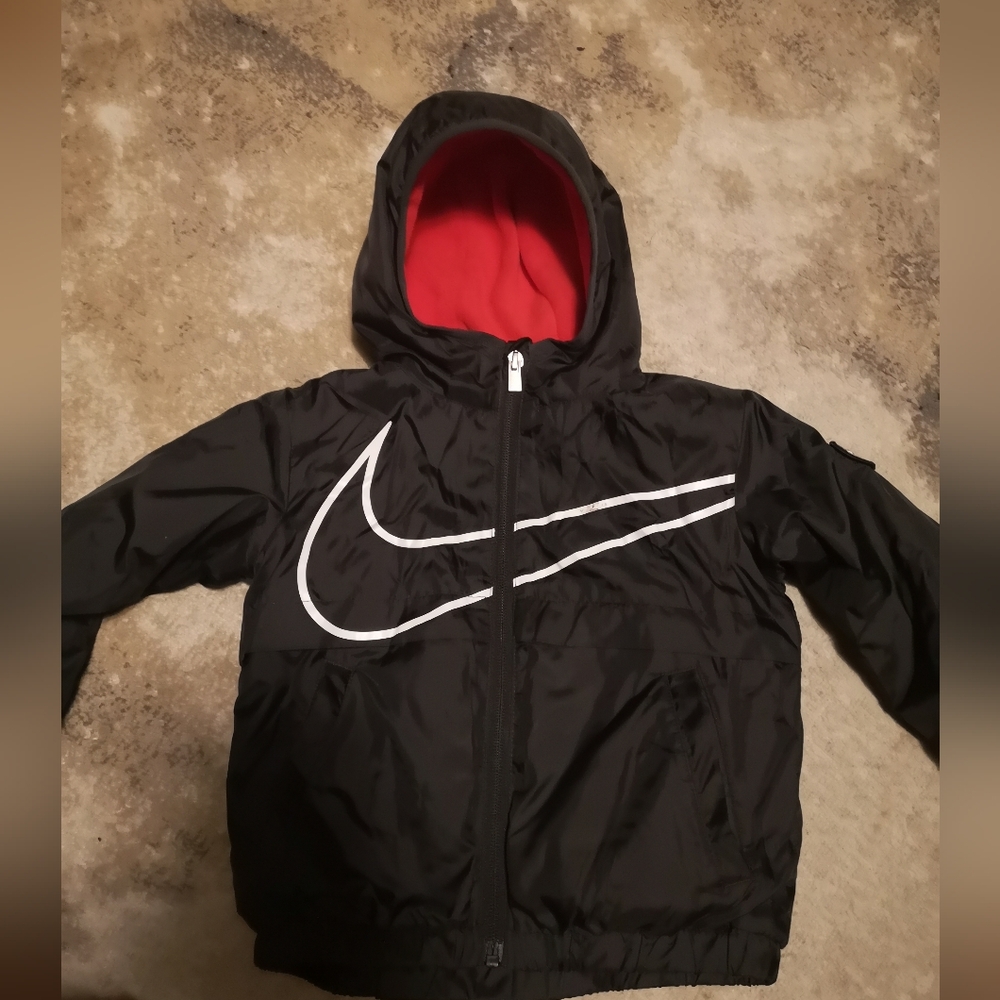 Nike jacket with fleece inside zip up and hood black size 2T